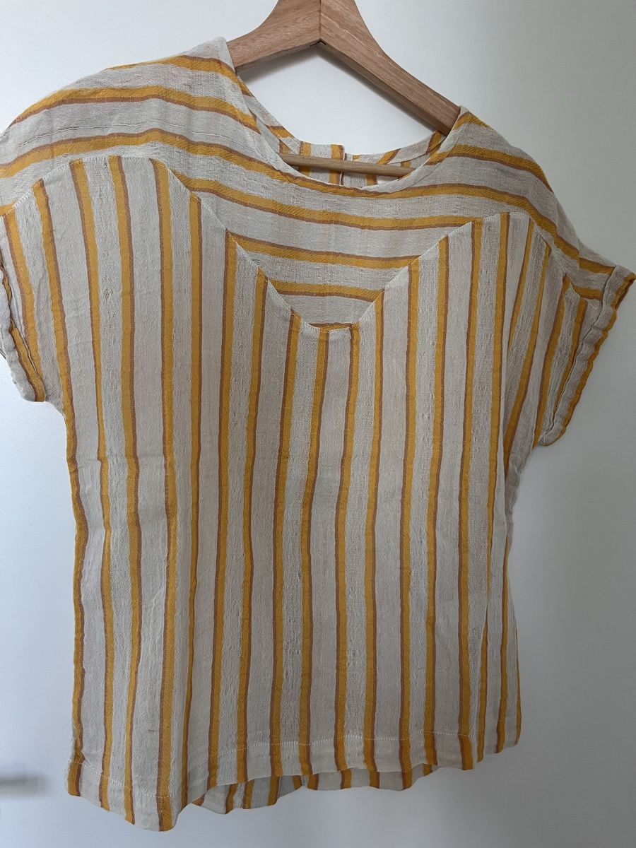 Tops: MKT Studio chemisier rayé jaune blanc taille M 90% coton – Neu (gemäss Beschreibung) aus Givrins von sab_k2f9