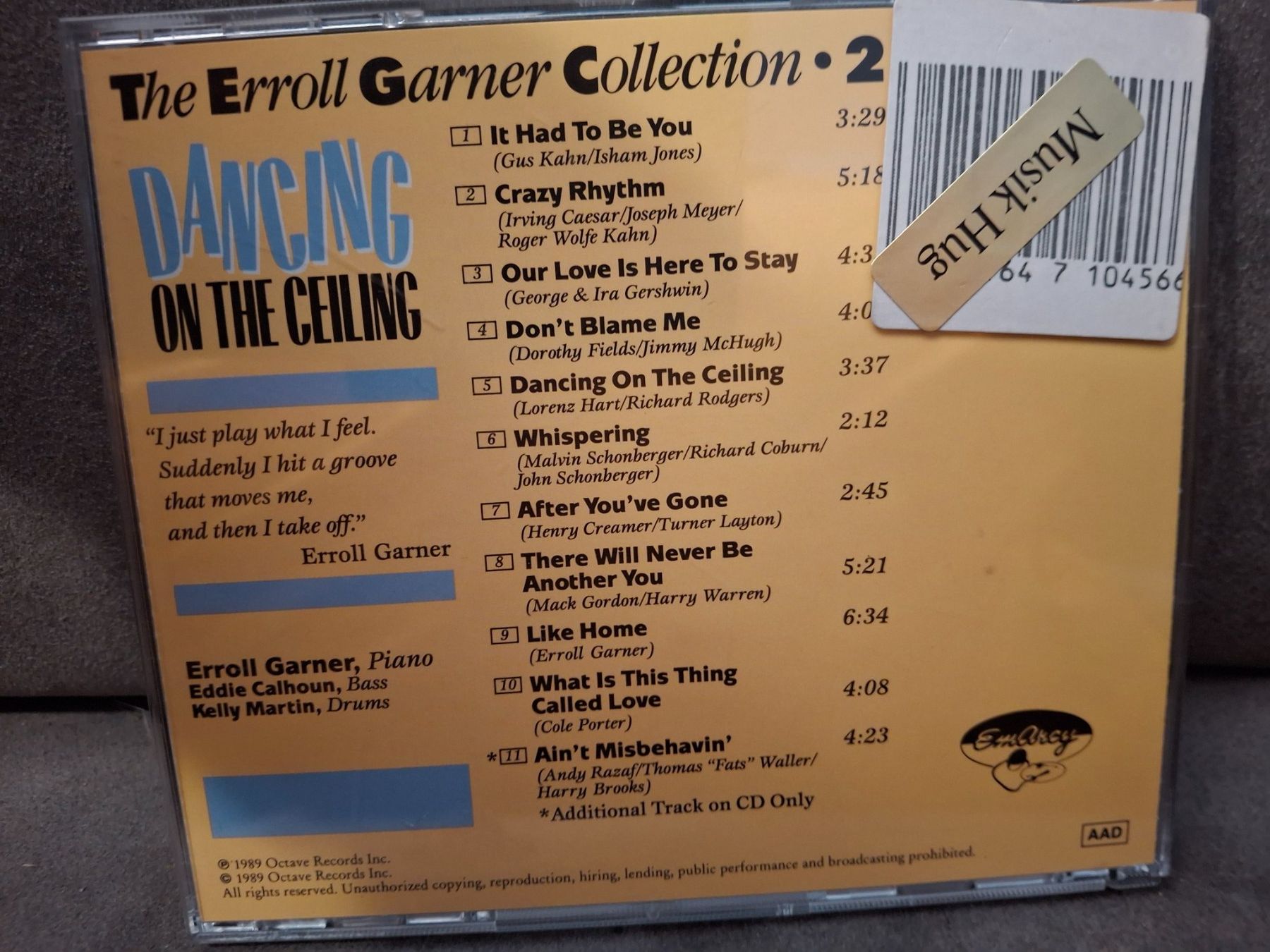 CD: The Erroll Garner Collection 2 - Dancing On The Ceiling – Usato da St.Gallen venduto da CD_jalamusic 1