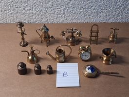 b/ Set alte Messing Miniatur. Für  Setzkasten. Gem. Bildern