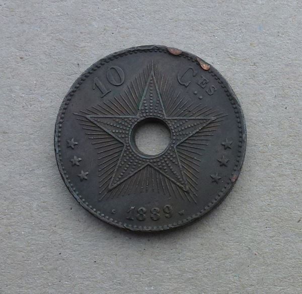 Alle Münzen: Belgisch-Congo ++ 10 Centimes 1889 – Gebraucht aus Walkringen von Casablanca777 1