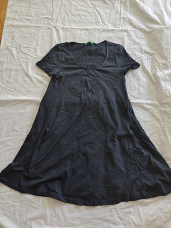 Benetton Kleid Blau A-Linie mit Taschen Gr. XS