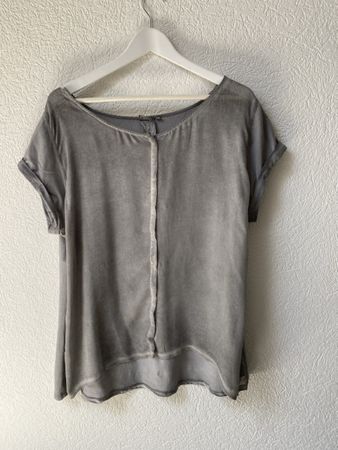 NILE Oversize Bluse/ Shirt Grau XL Seide/Baumwolle