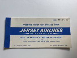 Jersey Airways Vintage ticket 1962
