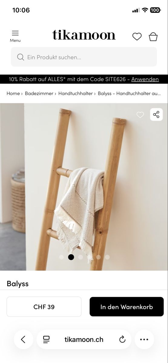 Scale: Handtuchleiter Bambus 4 Sprossen – Usato da Basel venduto da Seraaa 2