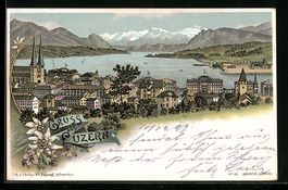 Litho Luzern, Teilansicht mit Hotel