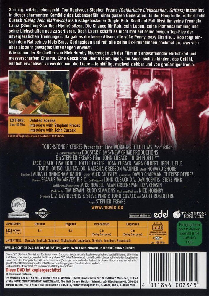 Alle DVDs: High Fidelity (2000) Stephen Frears/John Cusack/Jack Black – Gebraucht aus Volketswil von Happy-Stuff 1