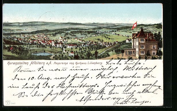 Cartoline postali: Affoltern, Panorama vom Kurhaus Lilienbe – Usato da Berlin venduto da bartko-reher