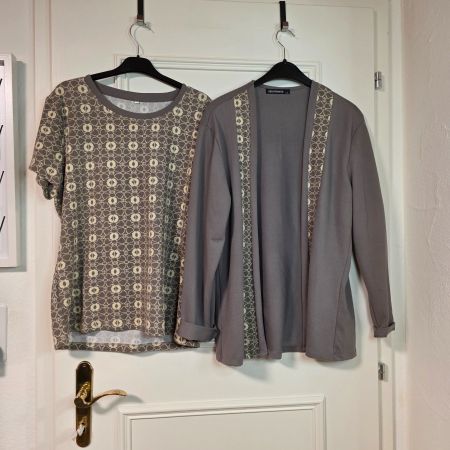 Elegantes Set: Bluse und leichte Jacke – neutral