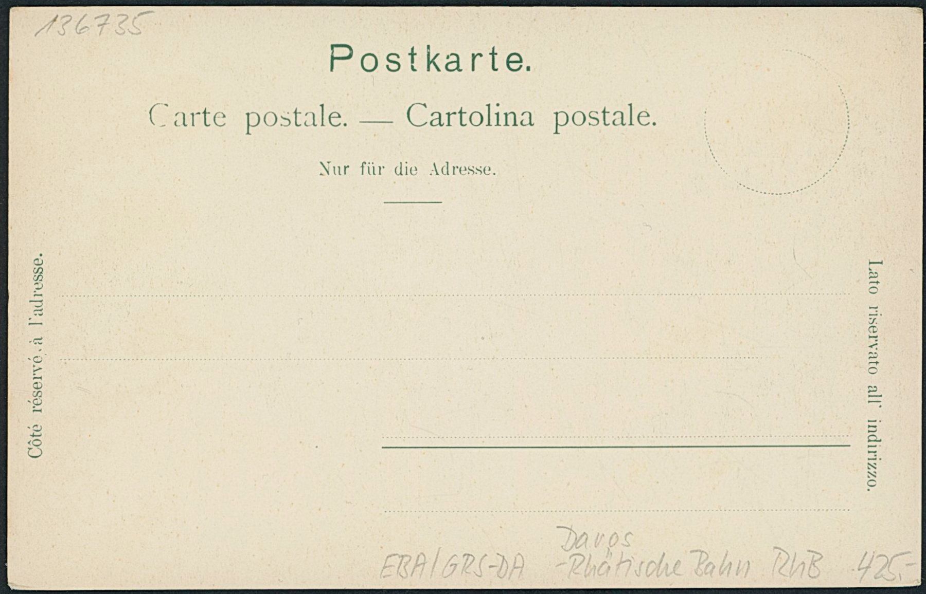 Cartoline postali: GRS Davos - Bahnhof - Rhätische Bahn RhB – Nuovo (secondo la descrizione) da Schindellegi venduto da leecollect 1