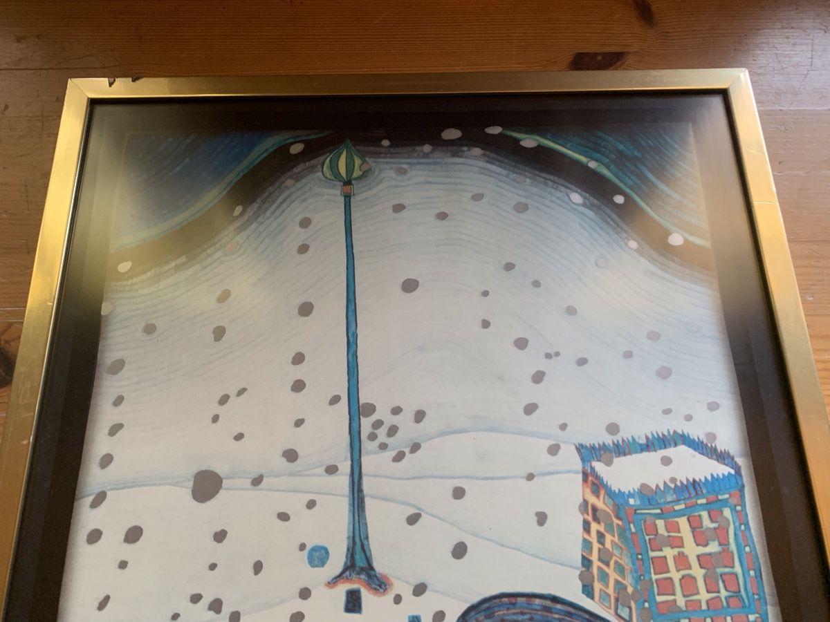 Foto & Immagini: Hundertwasser-Bild, Kunstdruck, Winterbild 1966, Goldrahmen – Usato da Dussnang venduto da pml253 4