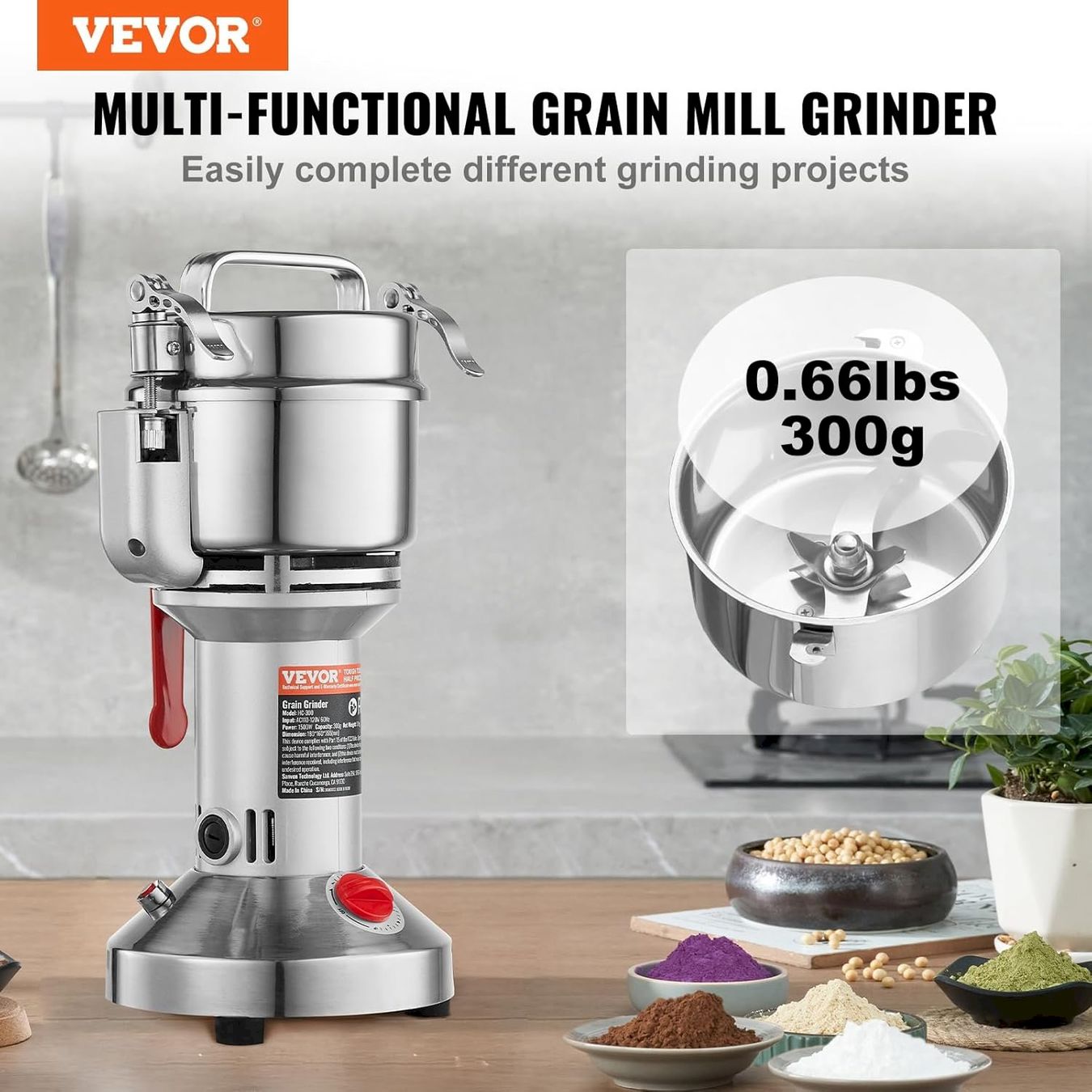 Elettrodomestici da cucina: VEVOR Elektrische Getreidemühle 300g – Nuovo e nell'imballaggio originale da Bottighofen venduto da zaap 3