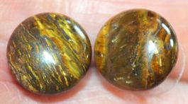 Ohrringe G-652 - Rund Flach 12x8mm – Tigerauge – 1 Paar