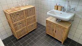 Bambus Badschrank Set inkl. Waschbeckenunterschrank