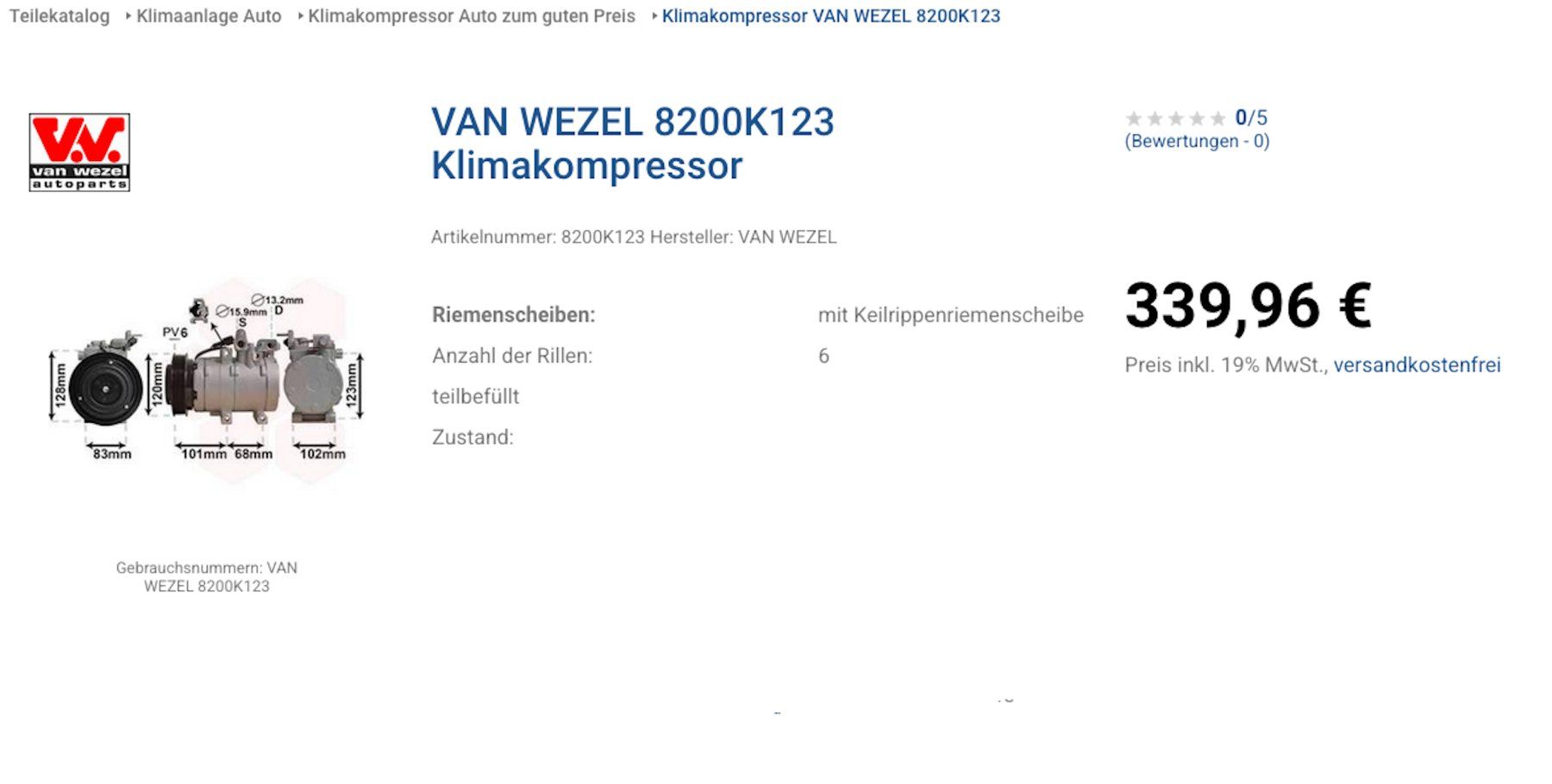 Hyundai Tutti pezzi di ricambio auto: 🔴   Klimakompressor VAN WEZEL HYUNDAI  /034B – Nuovo e nell'imballaggio originale da Zürich venduto da LUIS-B 2