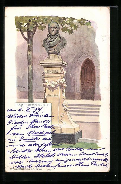 Cartoline postali: AK Basel, das Hebeldenkmal, 1899 – Usato da Berlin venduto da bartko-reher