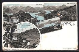 Litho Rigi, Blick auf die Stadt mit Bahn