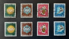 9-12-3 Timbres Helvetia oblitérés et neufs. St-Moritz JO1948