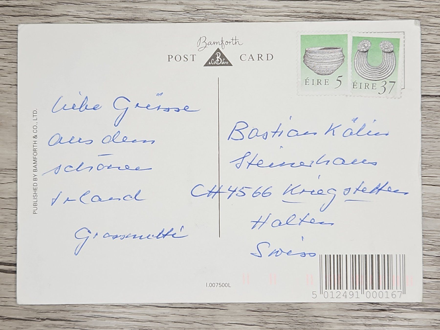 Alle Briefmarken: CL22 Carte Postale + Timbre Irlande 19xx – Gebraucht aus Cousset von Patrick_Collections 1
