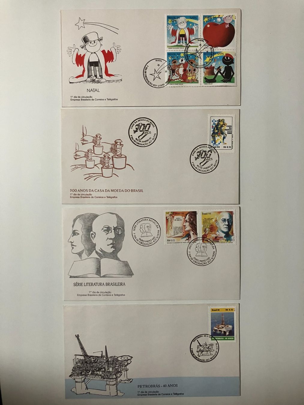 Alle Briefmarken: Brasilien 1994/96, 19 vers. FDC's – Gebraucht aus Würenlos von Eulenpostuhu 2
