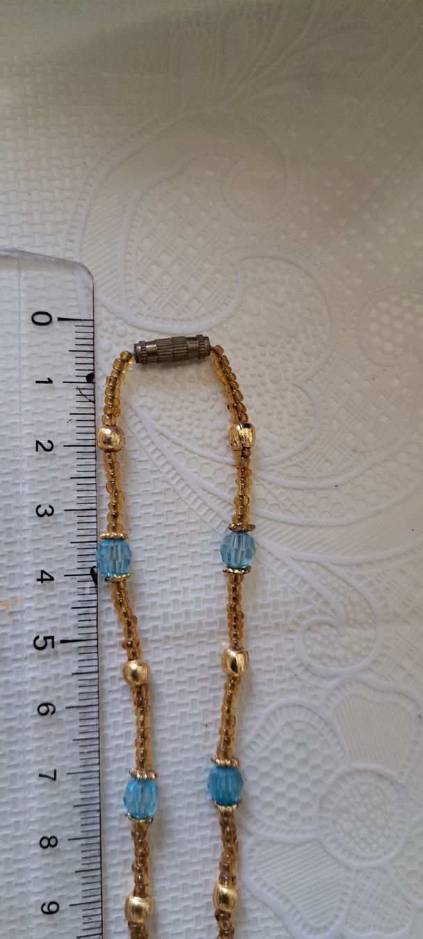 Catenine: Chic Beaded Necklace - Gold & Sky Blue - Spring Style Access – Nuovo (secondo la descrizione) da Bern venduto da mahilini 3