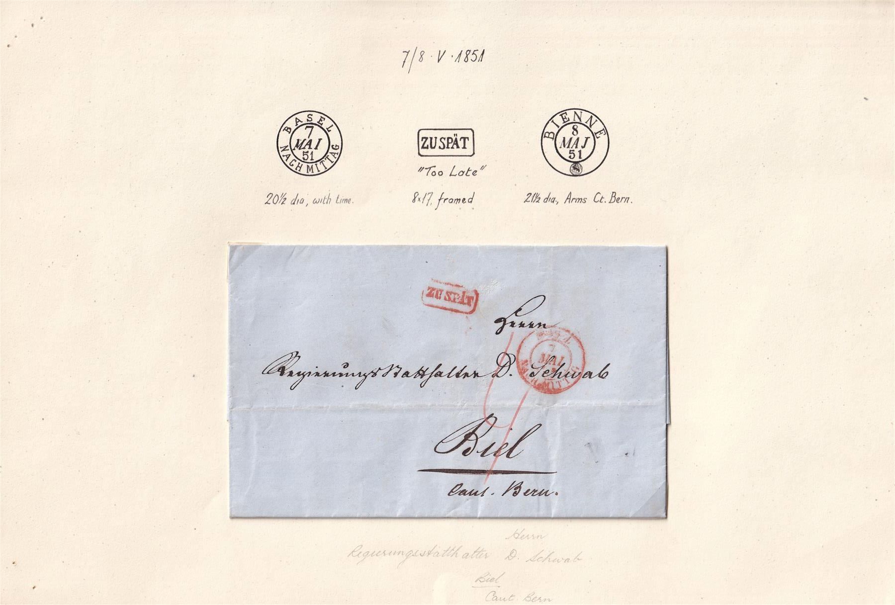 Tutti i francobolli: 1851 Faltbrief BASEL - BIEL – Usato da Endingen venduto da haifu
