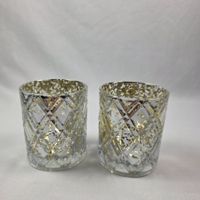 🕯️ 2× Glas-Windlicht mit Golddekor 🕯️