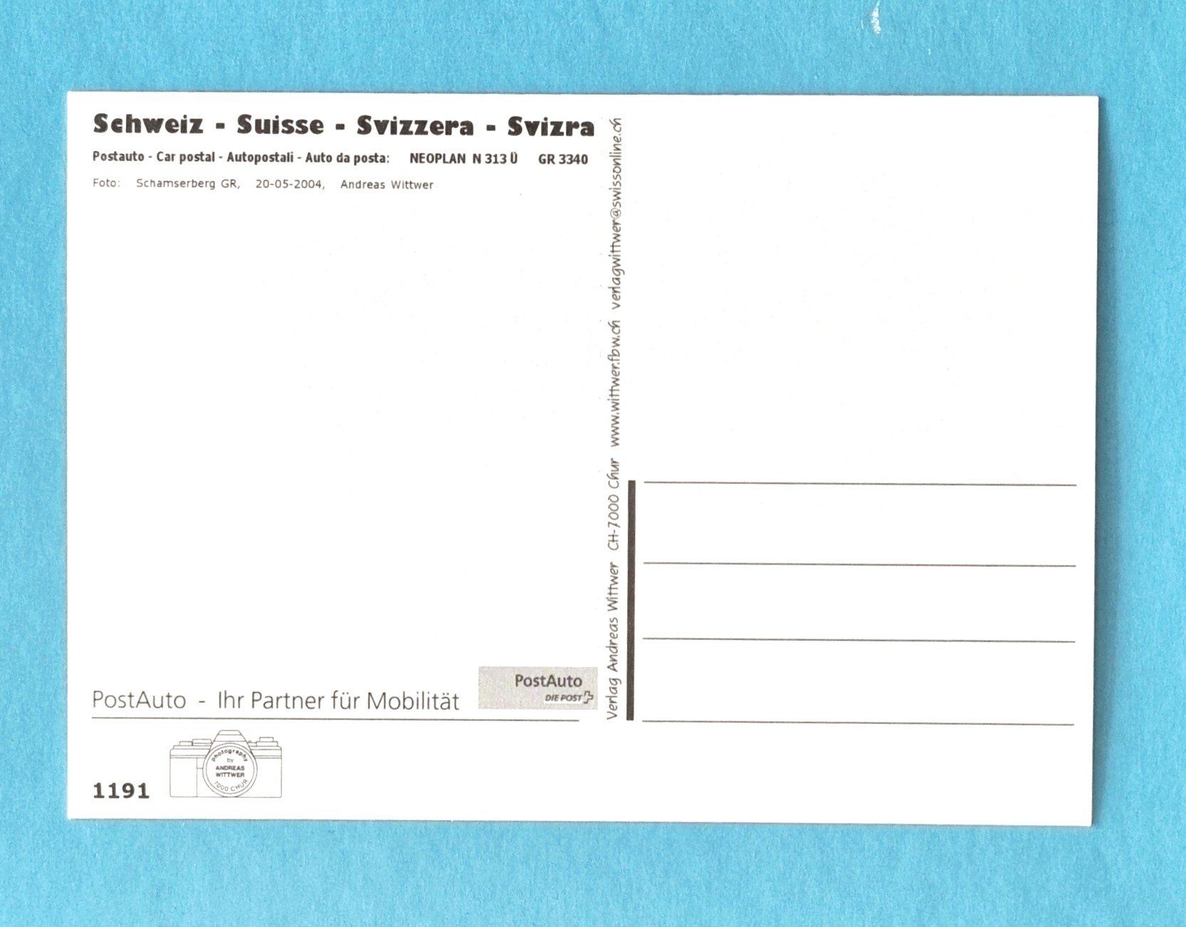 Ansichtskarten: Schamserberg (GR) - Postauto - 2004 – Gebraucht aus Rothrist von RROENK 1