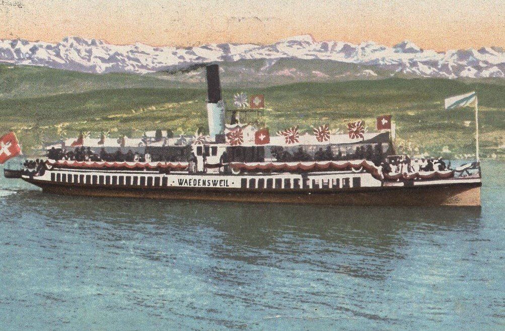 Cartoline postali: Zürichsee  Schiff  WAEDENSWEIL  1904 – Usato da Aarau venduto da kufi44 1