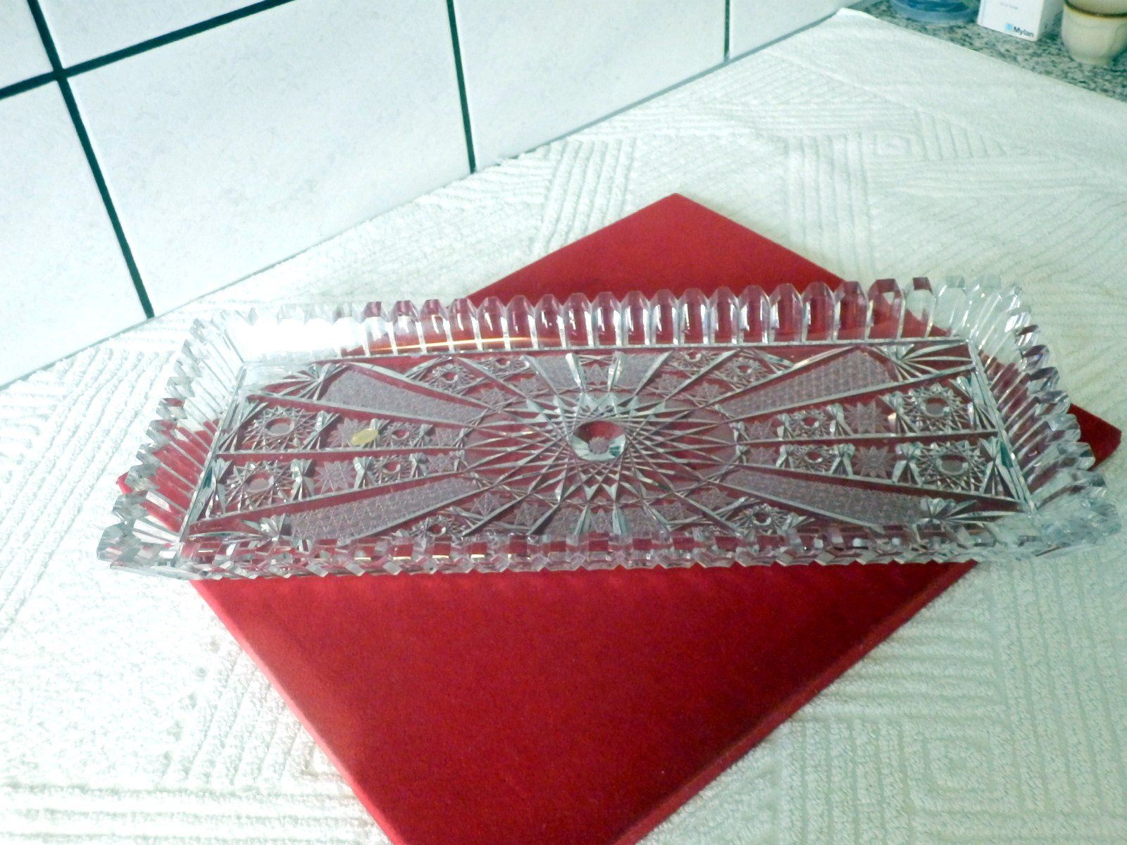 Teller: Kuchen- oder Keksschale, Kristallglas, 41 x 17.5 x 3cm – Gebraucht aus Ueberstorf von dinbau 1