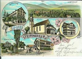 Steinhausen ZG 5 Bild Litho selten 1903 mit Altersspuren