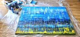 "Lichter am See", 2019, XXL Leinwand, Acryl CH-Künstlerin