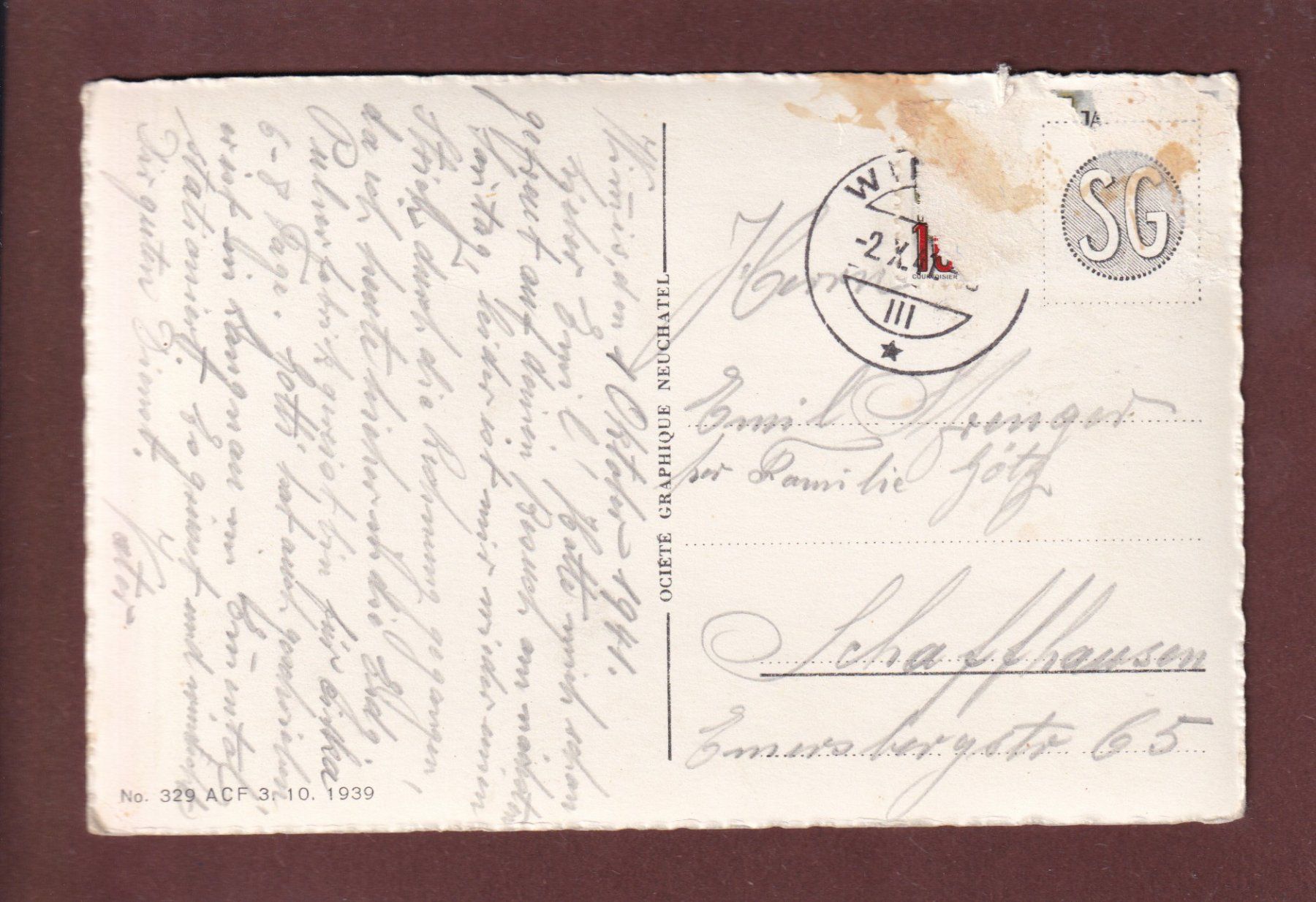 Cartoline postali: WIMMIS - Teil mit Schloss - 1941 – Usato da Pully venduto da nicecards 1