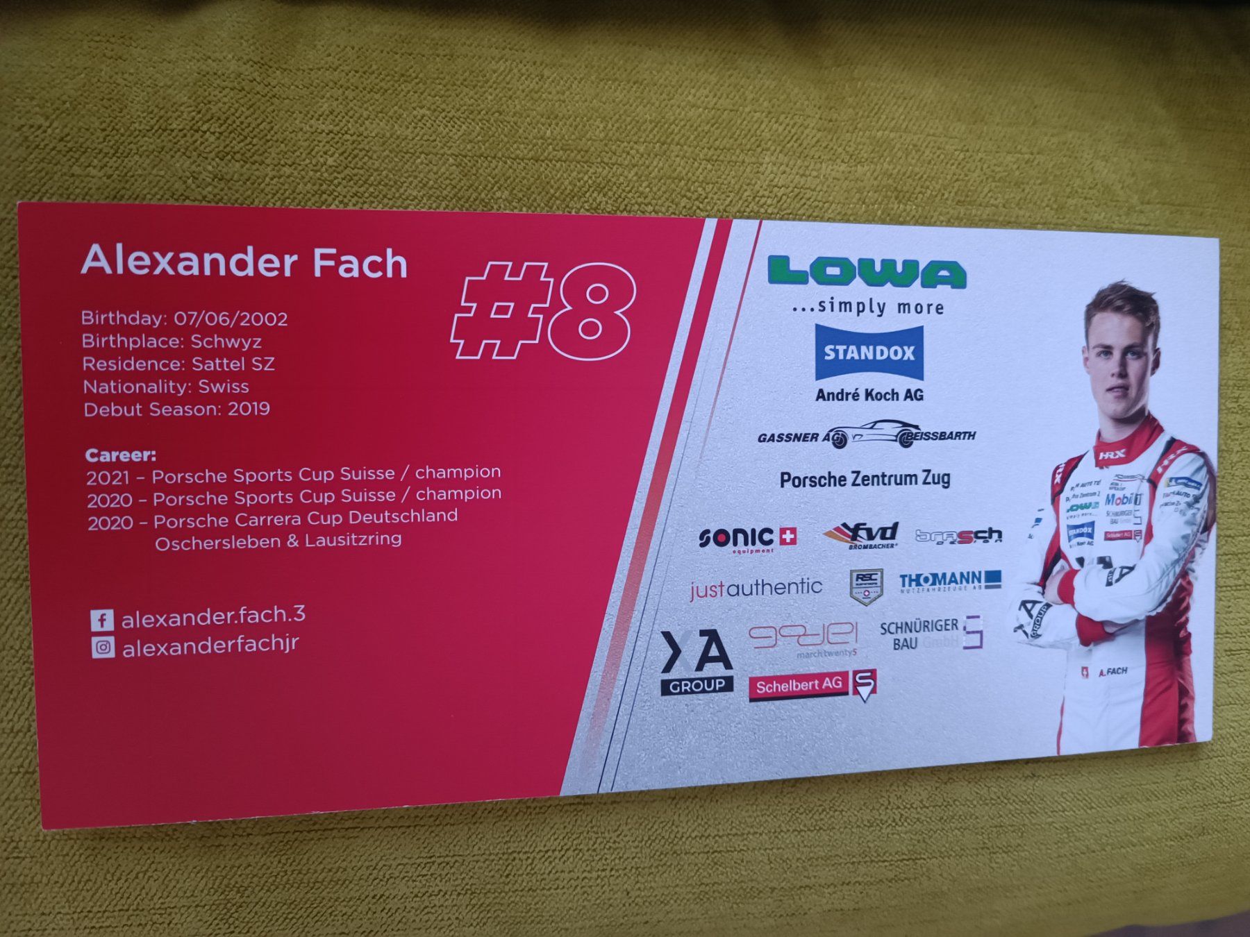 Autografi: Alexander Fach - Porsche - handsigniert – Usato da Menziken venduto da Autogramme 1