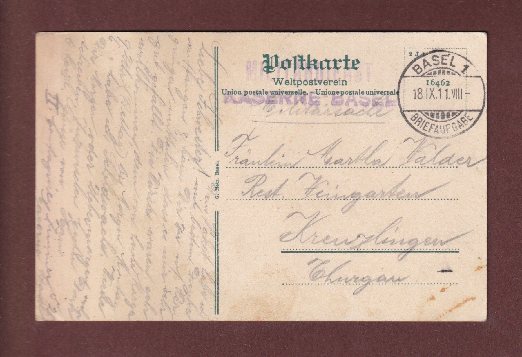 Cartoline postali: BASEL - Spalentor - 1911 Feldpostt – Usato da Pully venduto da nicecards-shop 1