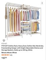 Clothes Rack / Open Wardrobe – White – Like New