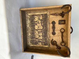 Vintage Holztablett mit Dekoration, einzigartig!