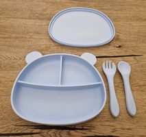 Kindergeschirrset Bär, 4tlg, blau, NEU, BPA-frei, Sommer! 🥳