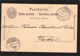 GS 5 Rp , Stabstempel Rheineck  , gel. 2.Vlll.1902