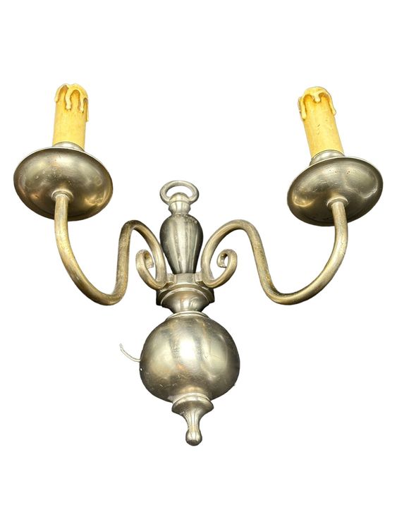 ANCIENNE APPLIQUE MURALES en bronze, Deux feux, Bougeoir signé LR EUR 49,00 - FR
