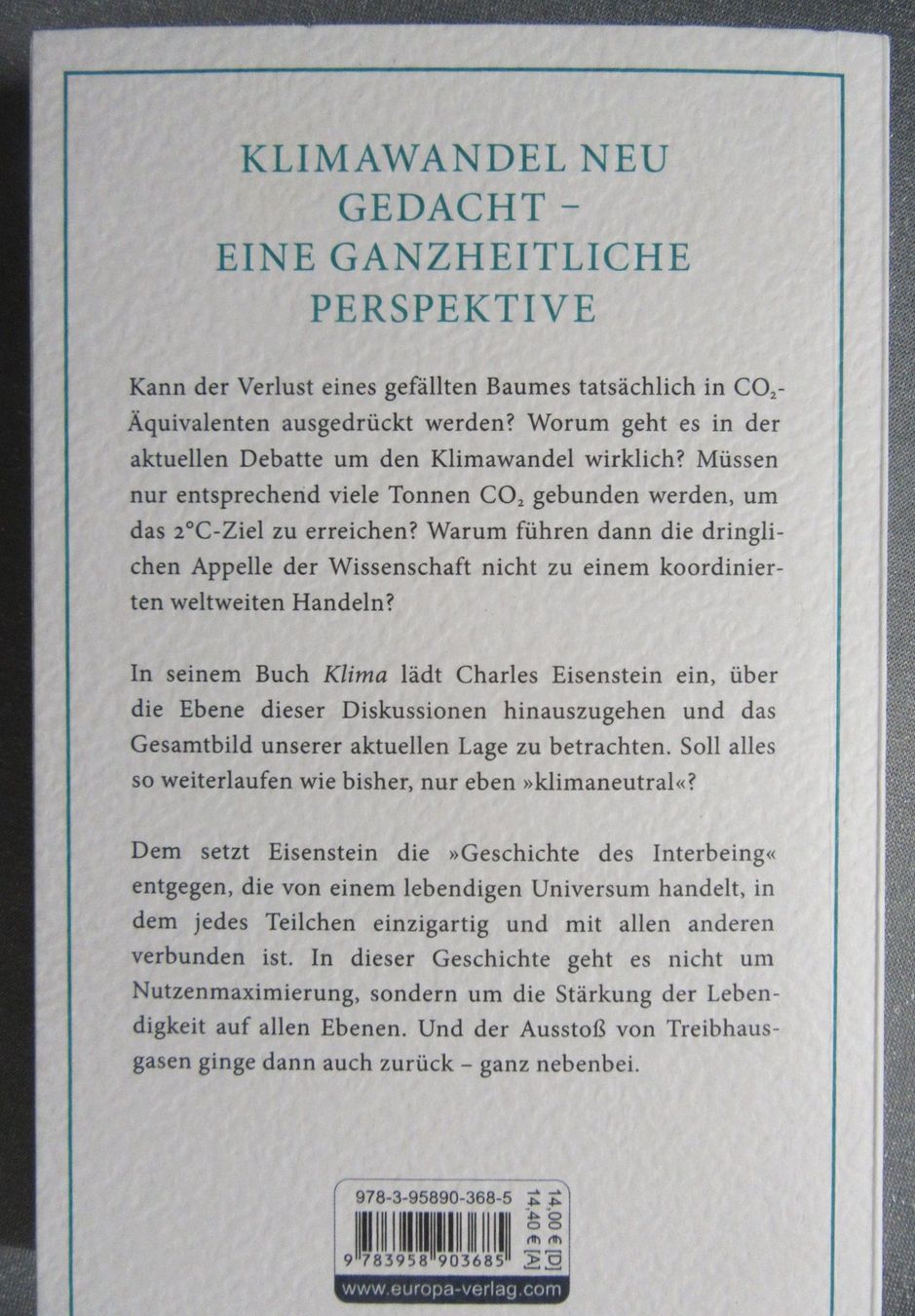 Bücher: Klima - Eine neue Perspektive - von Charles Eisenstein – Gebraucht aus Auenstein von Padabimbim 1