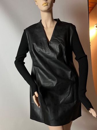 Wolford Net Vegan Leather Dress, Grösse M, Schwarz