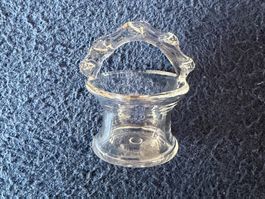 Miniatur Glas Korb mit Henkel, Puppenstube oder Setzkasten