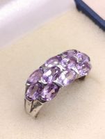 Vintage 925er Silber Ring mit Amethyst Edelsteine Top