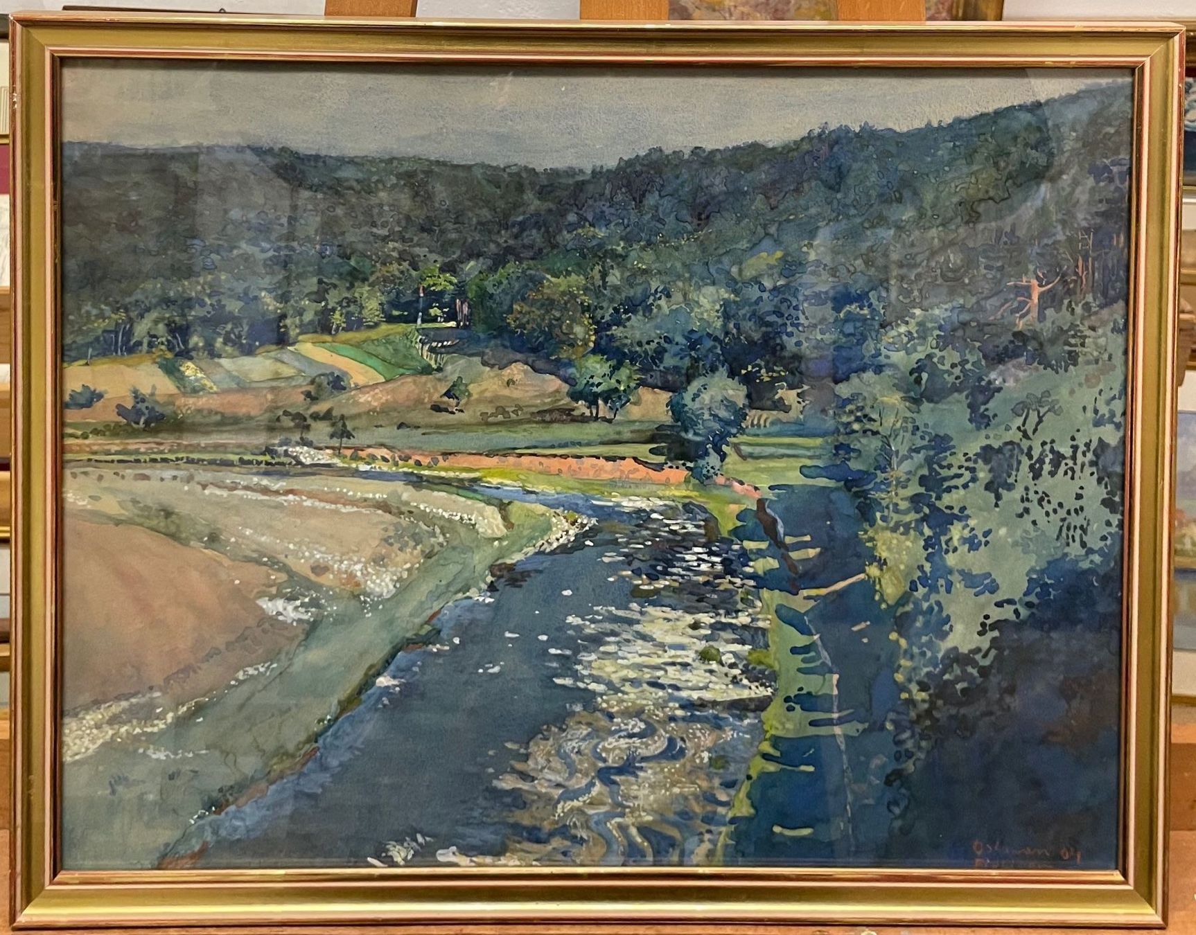 Gemälde: Froliger 04 Oslavan gouache coude de rivière – Gebraucht aus Biel/Bienne von Galaq 1