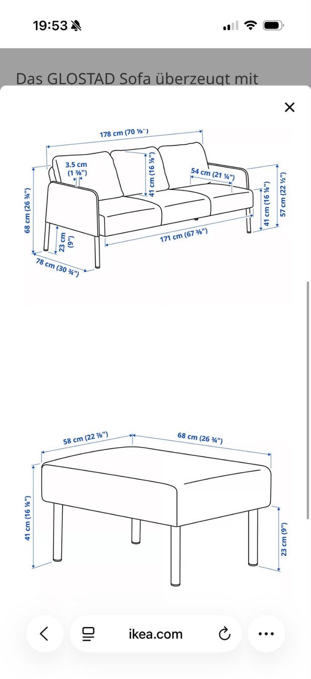 Ikea Divani: GLOSTAD 3er-Sofa mit Récamiere, Knisa dunkelgrau – Usato da Rümlang venduto da punktKim 3