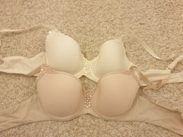 Lot 2 soutiens-gorge Nulu, 75B, blanc, nude, très bon état