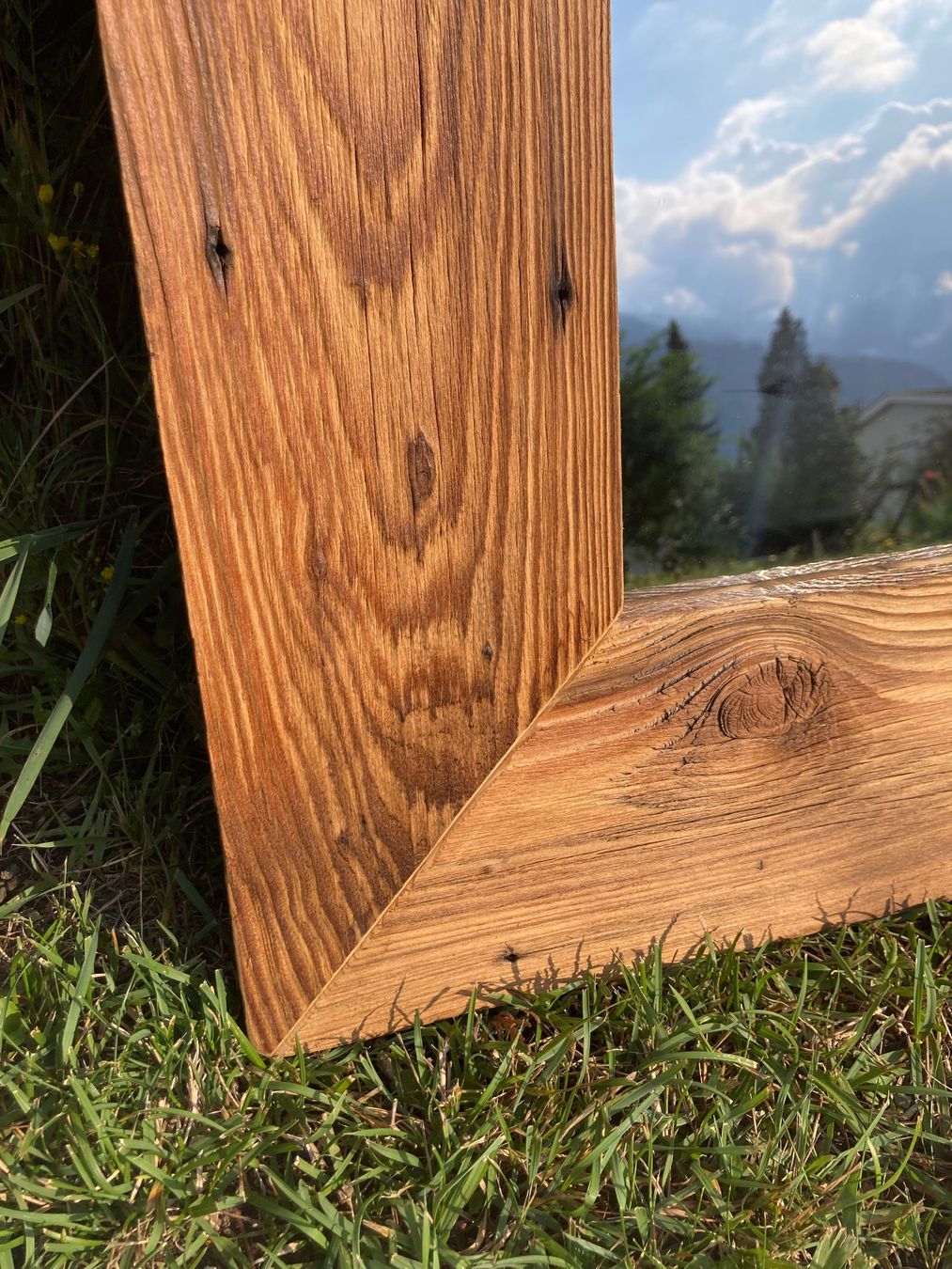 Spiegel: Grosser rustikaler Altholzspiegel, 162x73cm – Neu (gemäss Beschreibung) aus Domat/Ems von Stein_und_Holzbruch 4