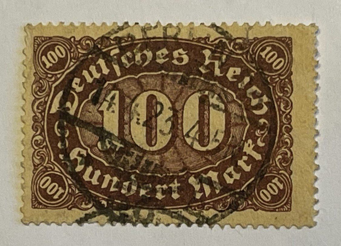 Tutti i francobolli: Deutsches Reich Briefmarke 100 Mark – Usato da Oftringen venduto da Vucki