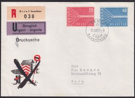 1957, Nr.332+333 auf sehr sauberem FDC von BERN, Kat 110.-++