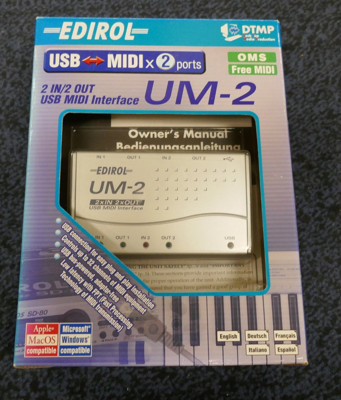 Edirol Attrezzatura per studi di registrazione: Edirol UM-2 USB MIDI Interface – Nuovo e nell'imballaggio originale da Wenslingen venduto da FairlightCMI